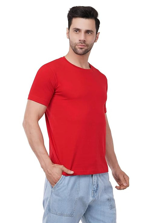 Caseria Men's Round Neck Cotton Half Sleeved T-Shirt
