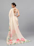 Vasthrlay Peach Floral Printed Organza Saree With Unstitched Blouse