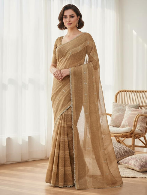 Vasthrlay Georgette Traditional Az Ys Pehenva Brown Rr Ethnic Wear