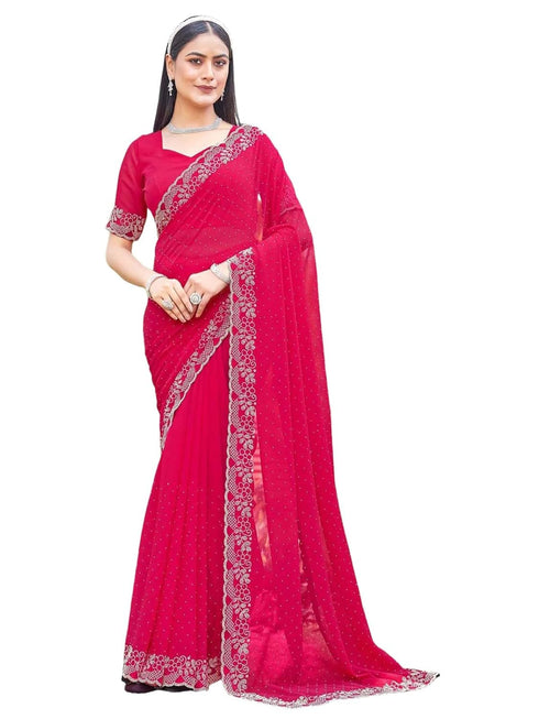 Vasthrlay Shimmer Georgette Olive Saree
