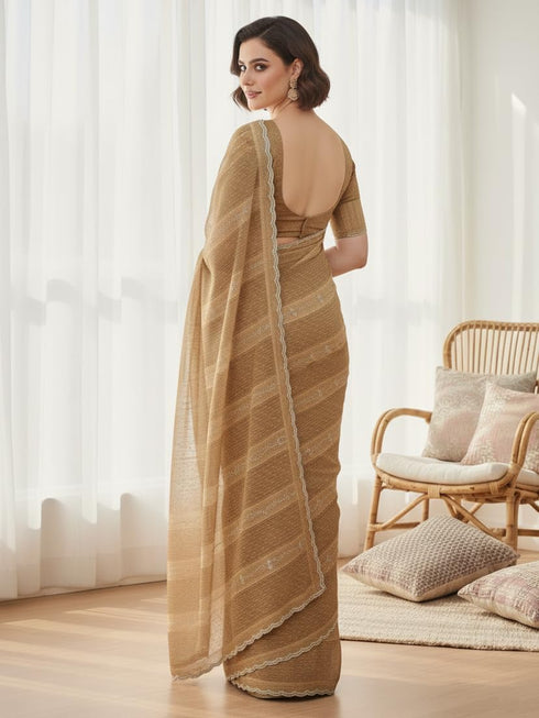 Vasthrlay Georgette Traditional Az Ys Pehenva Brown Rr Ethnic Wear