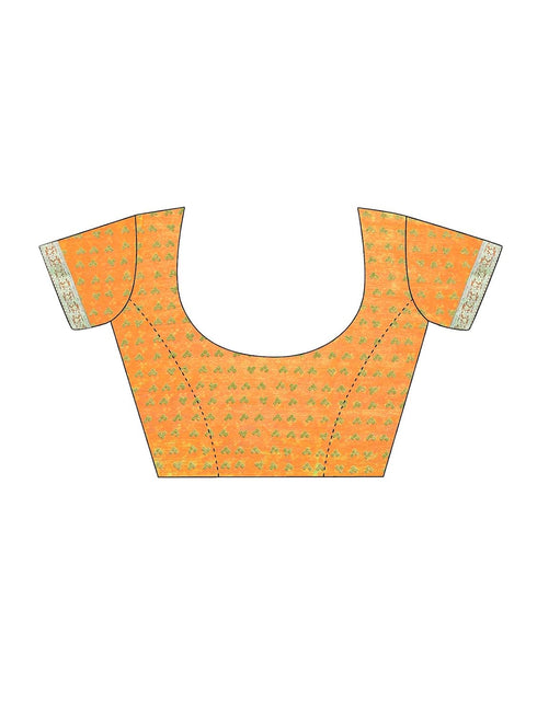 Vasthrlay Bandhani Printed Chiffon Turmeric Yellow Saree With Unstitched Blouse Piece