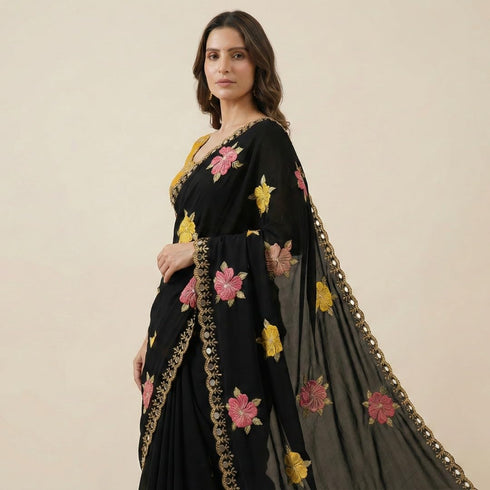 Vasthrlay Handcrafted Embroidered Contrast