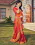 Vasthrlay Bandhani Embroidery Unstitched Red Saree