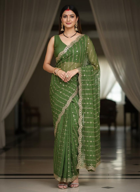 Vasthrlay Lavender Embroidery Saree