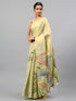 Vasthrlay Beige1 Floral And Solid Design Polyester Saree With Unstitched Blouse Piece