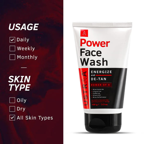 Ustraa Power Face Wash - 100g