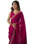 Vasthrlay Scalloped Embroidery Unstitched Rani Pink Saree