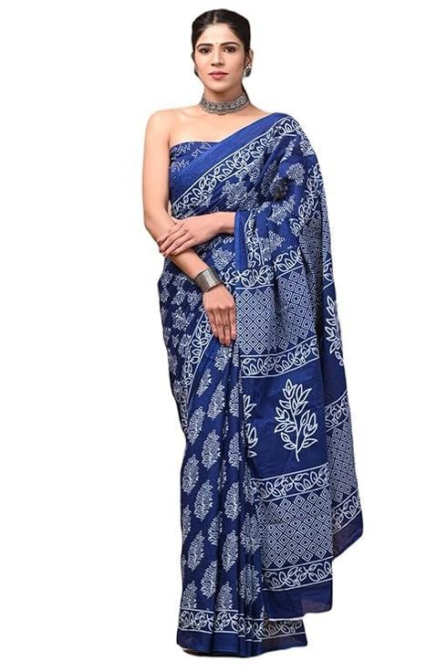 Dosaya Fabrics Jaipuria Block Printed Pure Cotton Saree