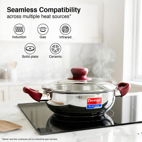 Prestige Stainless Steel 2 Pc Cookware Set with Glass Lid
