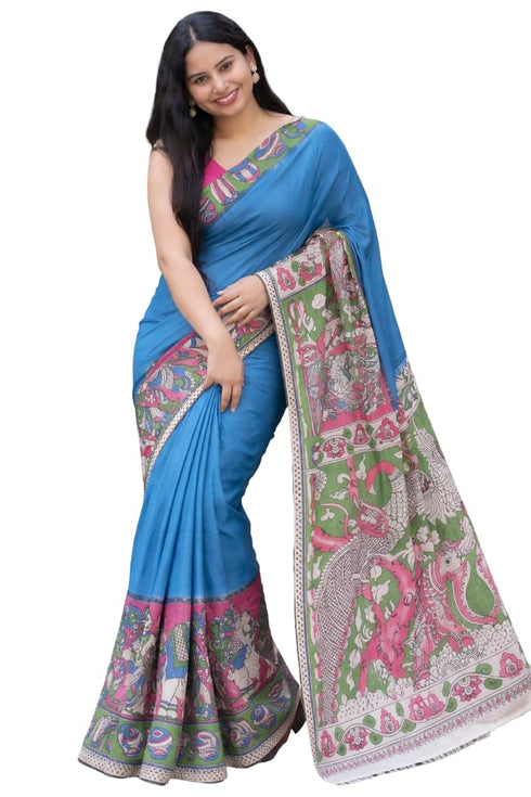 Vasthrlay Kalamkari Printed Cotton Linen Traditional