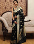 Vasthrlay Kanjivaram Banarasi Wedding Black And Golden Saree With Unstitched Blouse Piece