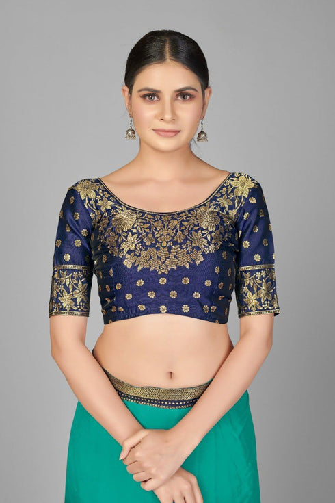 Vasthrlay Two Tone Georgette Turquoise Embroidered