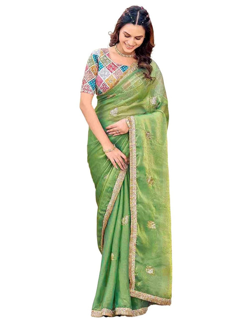 Vasthrlay Shimmer Embroidery Rani Saree
