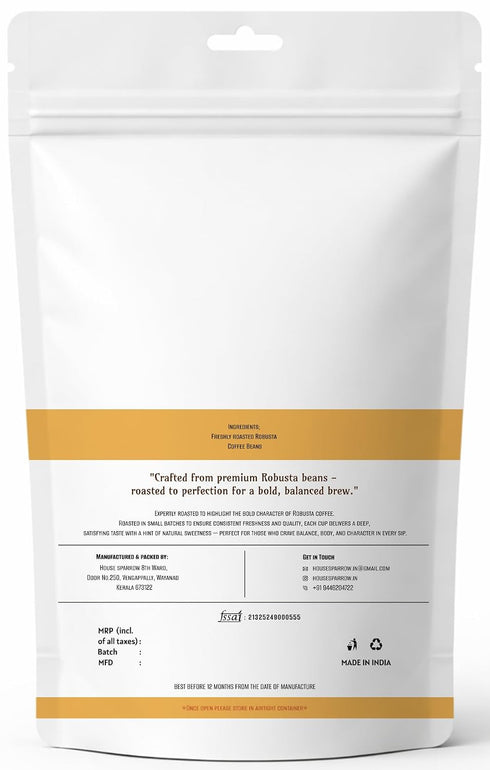 House Sparrow Whole Roasted Robusta Coffee Beans 1kg