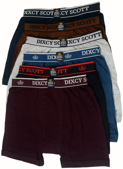 Dixcy Scott Cotton Plain/Solid Assorted Men's Trunk/Underwear - Pack of 6 (#Cross-Trunk-80 CM) (Color & Prints May Vary)