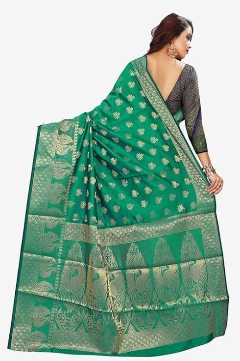Vasthrlay Kanjeevaram Green Blue Ethnic Wear