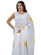 Vasthrlay Womens Printed White Saree With Unstitched Blouse Piece
