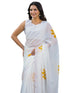 Vasthrlay Womens Printed White Saree With Unstitched Blouse Piece