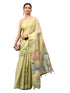 Vasthrlay Beige1 Floral And Solid Design Polyester Saree With Unstitched Blouse Piece