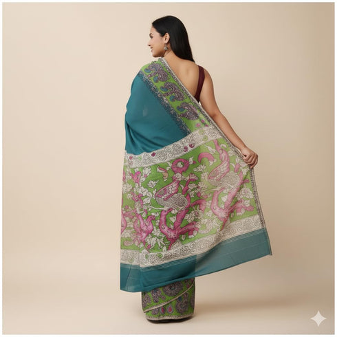 Vasthrlay Kalamkari Printed Cotton Linen Traditional
