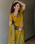 Vasthrlay Boarder Unstitched Chhaavaj Mustard Free Ethnic Wear