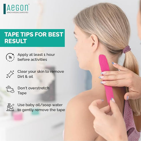 Aegon Waterproof Kinesiology Tape 5 Metres Breathable Athletic Sports Tape For Injury