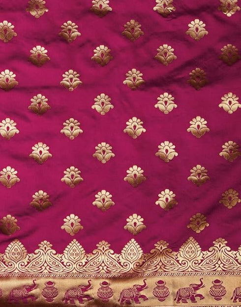 Vasthrlay Womens Jacquard Unstitched Maroon Saree