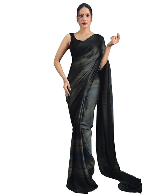 Vasthrlay Womens Georgette Unstitched Brown Saree