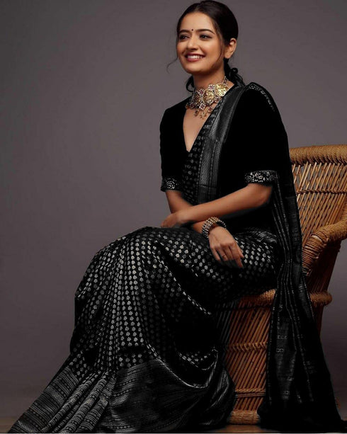 Vasthrlay Black Banarasi Saree