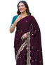 Vasthrlay Chinnon Embroidery Lime Saree