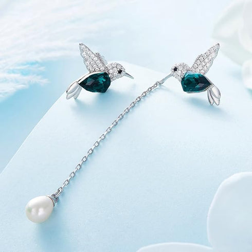 Austrian Crystal Green Hummingbird Necklace