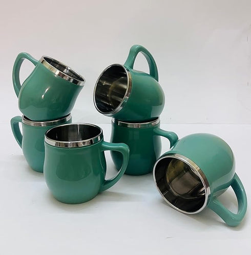 Stainless Steel Tea & Coffee Mugs, 200ml (Pack of 6)
