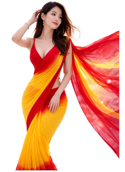 Vasthrlay Yellow Georgette Saree
