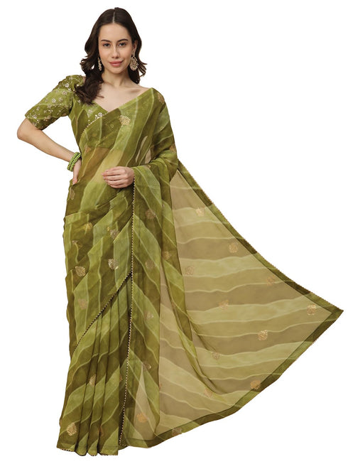 Vasthrlay Georgette Leheriya Embroidered Rani Saree