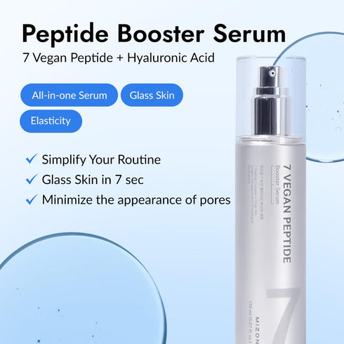MIZON 7 Vegan Peptide Booster Serum Korean Anti-Aging Face Serum with Niacinamide & Hyaluronic Acid