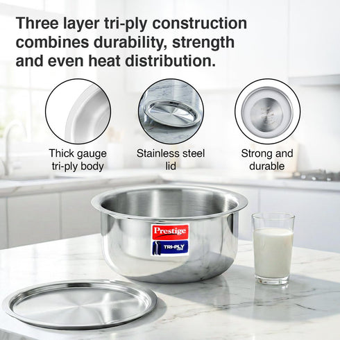 Prestige 16cm/1.4L Tri-Ply Stainless Steel Tope with Lid