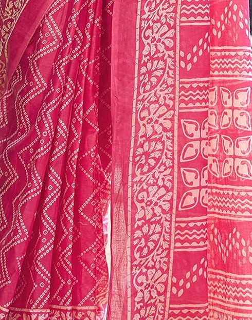 Vasthrlay Printed Pleated Unstitched Dark Green Saree