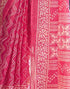 Vasthrlay Printed Pleated Unstitched Dark Green Saree