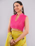 Vasthrlay Yellow Womens Violet Lavender Daisy Floral Prints Linen Saree With Zari Border And Unstitched Blouse Piece