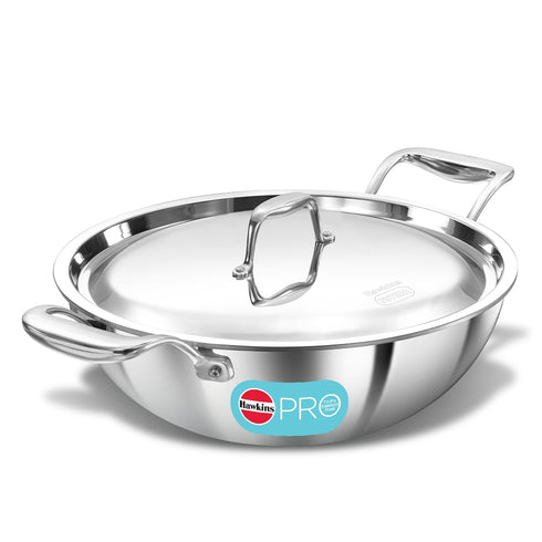 Hawkins Pro 3.5 Litre Deep-Fry Pan Triply Stainless Steel Kadhai