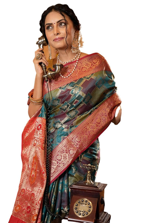 Vasthrlay Navy Blue Jacquard Saree