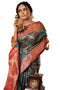 Vasthrlay Navy Blue Jacquard Saree