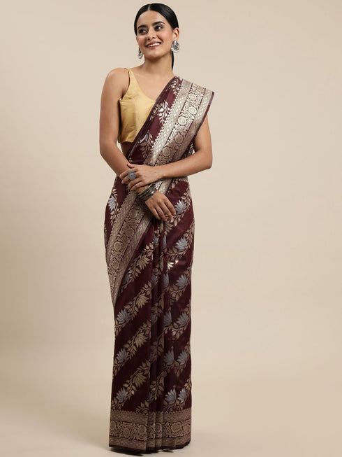 Vasthrlay Silver Banarasi Saree