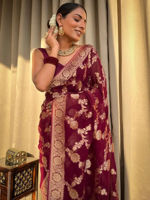 Vasthrlay Organza Designer Unstitched Saree
