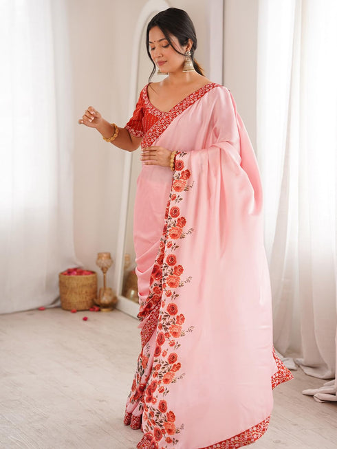 Vasthrlay Lavender Embroidered Unstitched Fl Ethnic Wear