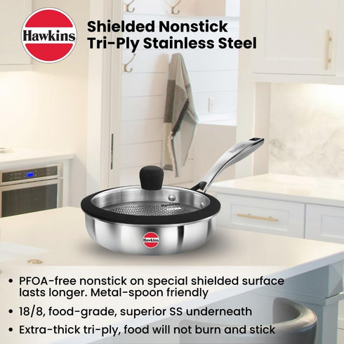 Hawkins 18 cm Triply Stainless Steel Pro Frying Pan