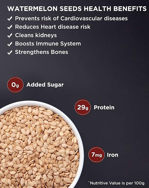 NatureVit Watermelon Kernel Seeds | Tarbooj Magaz | Skinless Seeds for Indian Gravies & Baking