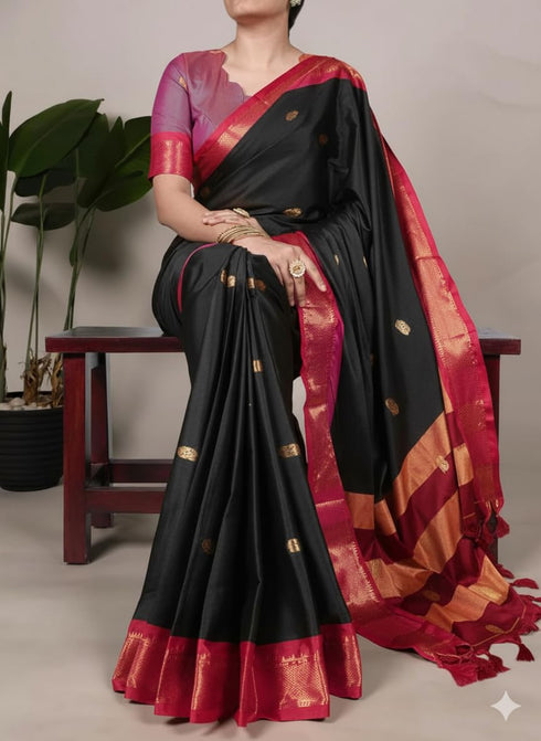 Vasthrlay Traditional Matching Unstitched Orangeblack