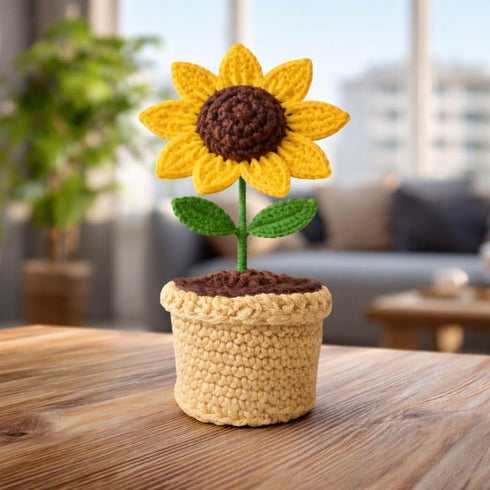 Handmade Crochet Sunflower Pot (47 g)